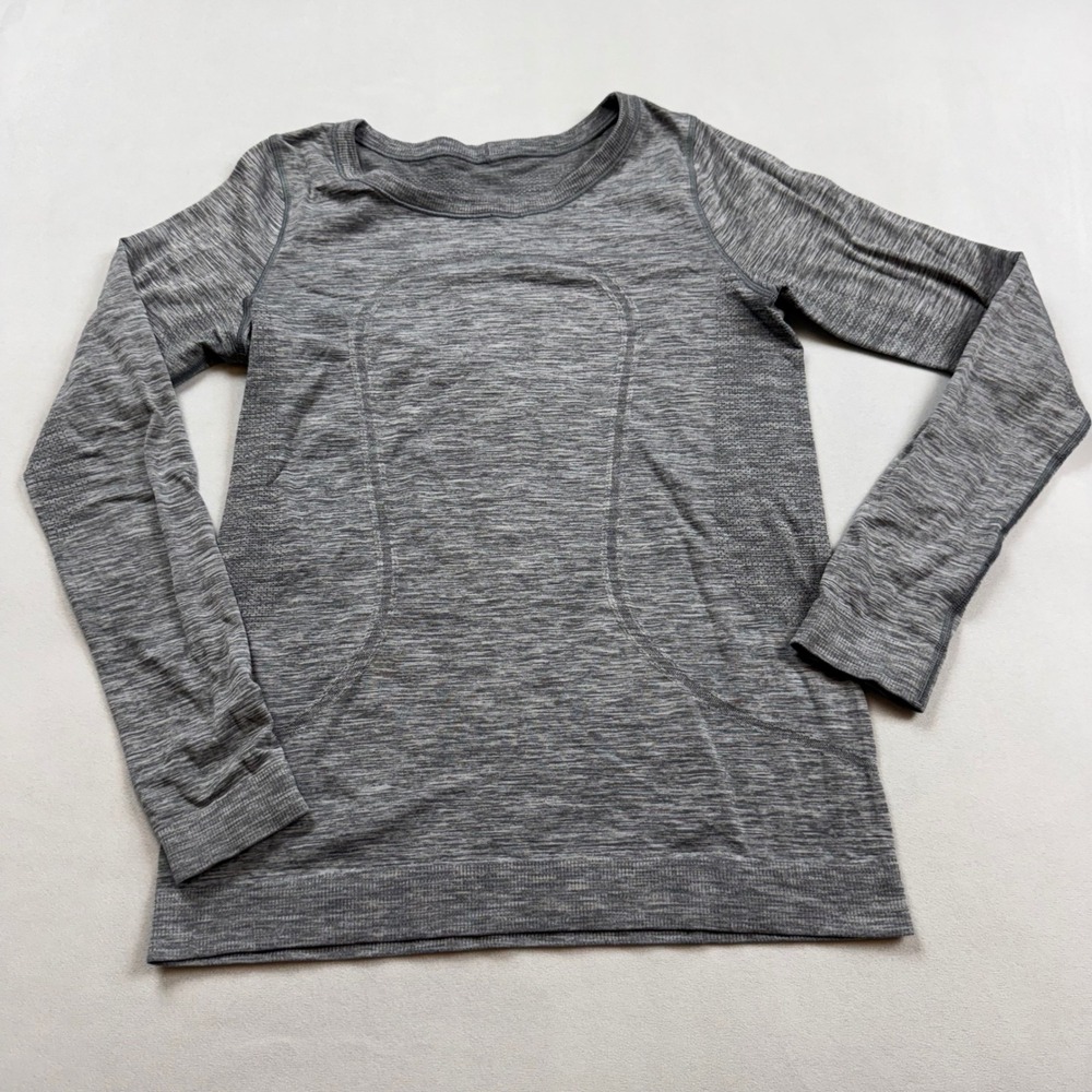 Lululemon Swiftly Tech Long Sleeve Crew Heathered Grey Space Dye Size 4